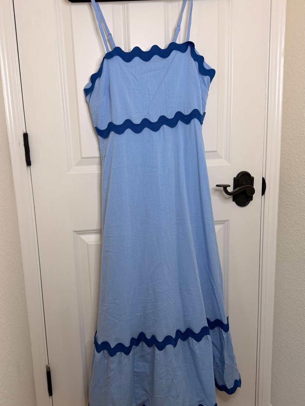 Rickrack Trimmed Blue Dress